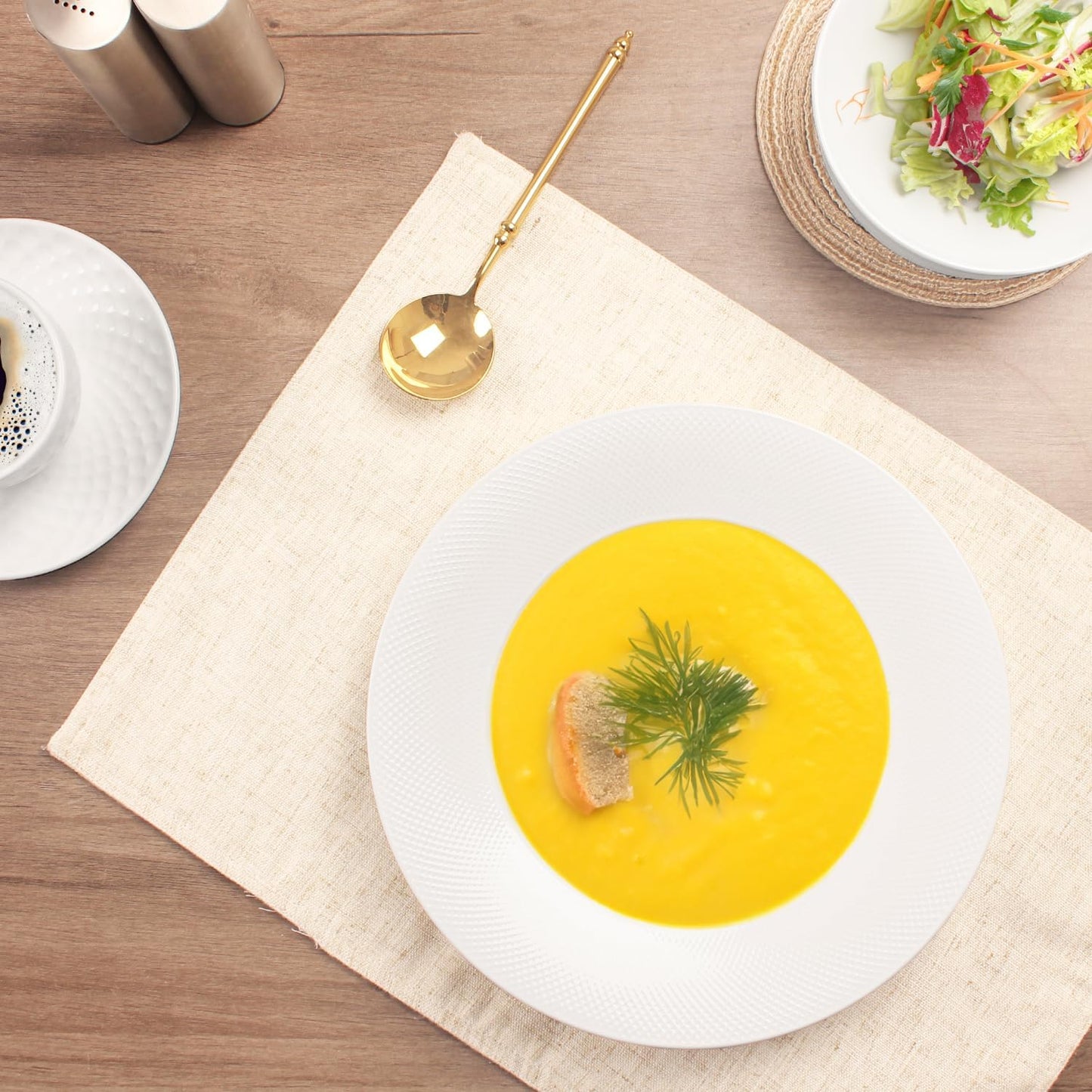 Soup Bowls, Pasta Bowls Plates, White Salad Bowls Set of 4, Embossed Porcelain Wide Rim Bowls, 6 oz, Microwave & Dishwasher Safe, Best for foodies and restaurants 9.9 Inch Reticulated