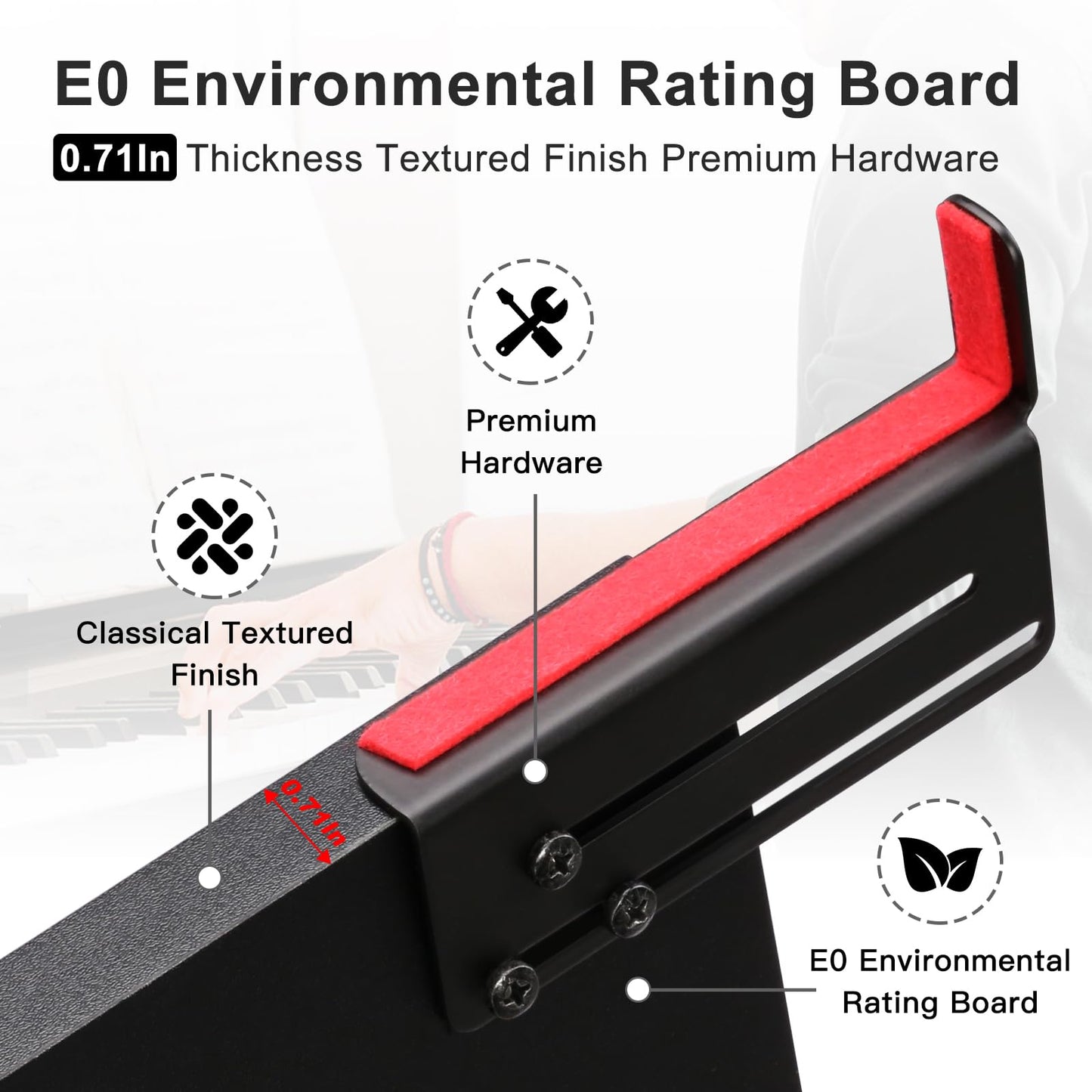 Marisflo Adjustable Keyboard Stand Fit for Digital Piano Width from 8.4 to 12 Inches, Wooden Keyboard Stand Compatible for 76/88 Keys Piano, Black