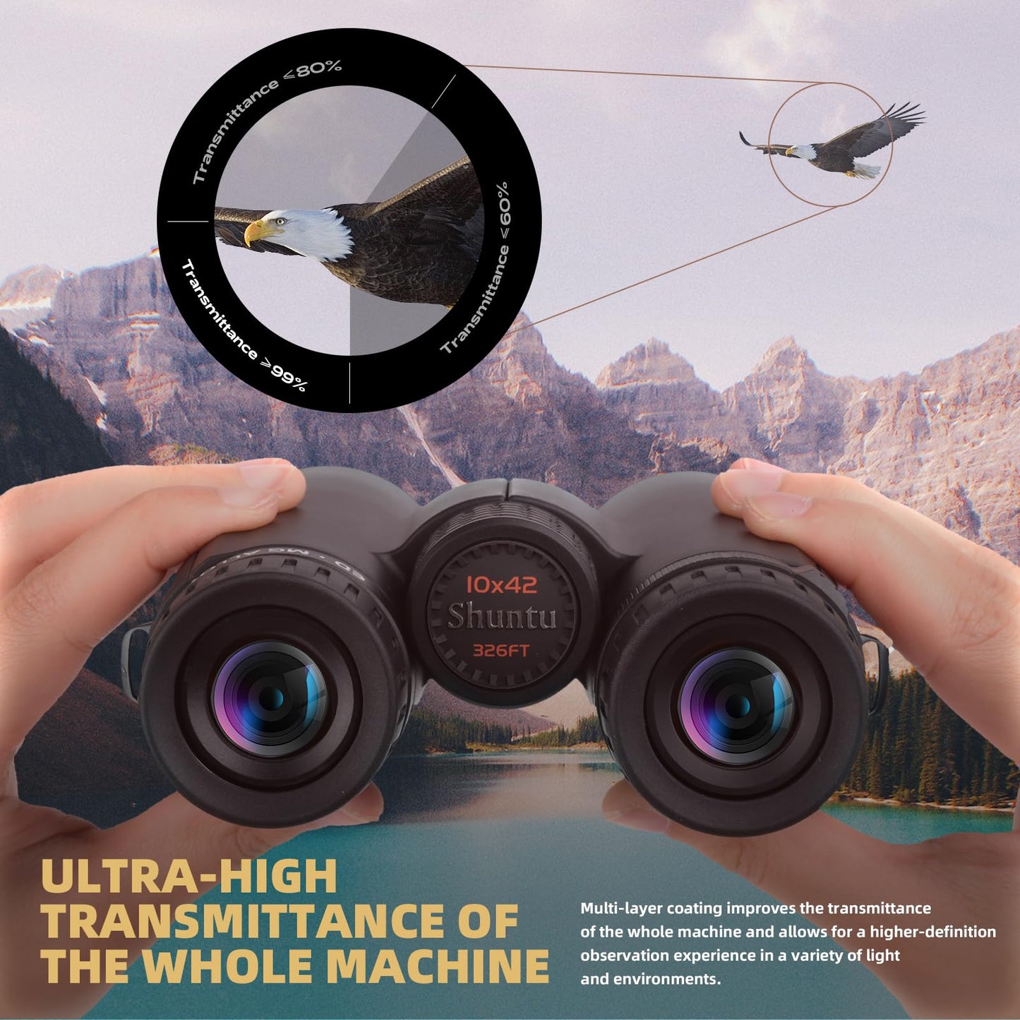 Premium ED HD Binoculars 8x42 for Adults, Waterproof & Fogproof with Magnesium Alloy Body, BAK4 Prism - High Power Binoculars for Bird Watching, Hunting, Travel & Outdoor Sports, Compact