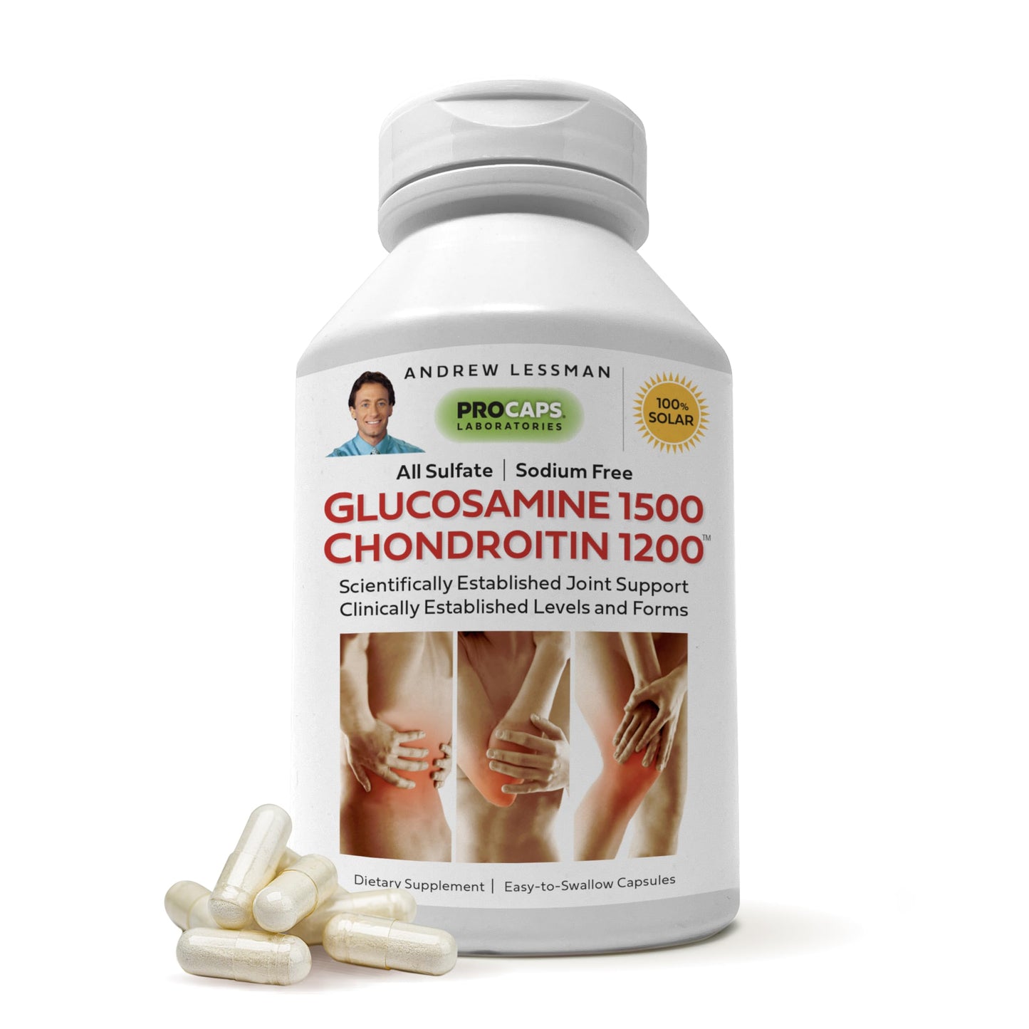 ANDREW LESSMAN Glucosamine 1500 Chondroitin 1200mg - 75 Capsules - 100% Sulfate Form, Research Established Ingredients and Levels for Support of Healthy Joint Tissue. Small Easy to Swallow Capsules