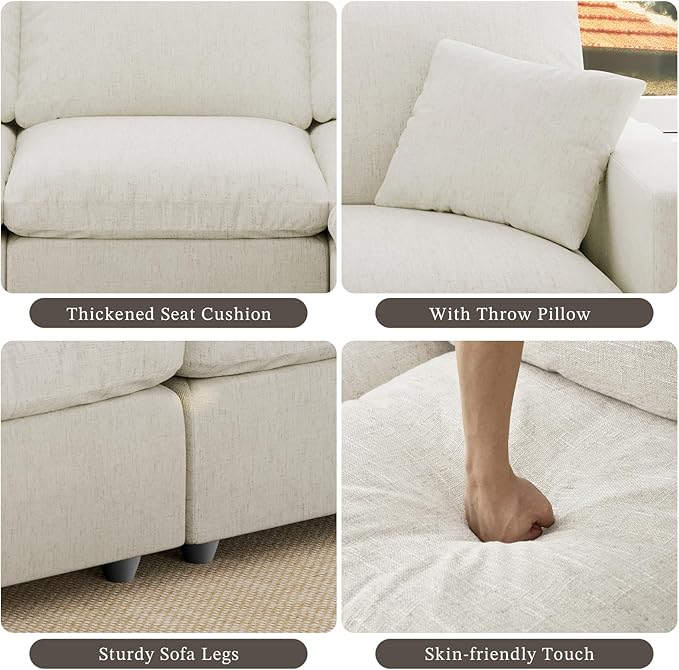 Cloud Couch Modular Sectional Sofa, 123.8" 7-Seater U Shaped Sectional Couches for Living Room, Convertible Cloud Sofa with Ottoman, Down Filled Wide & Deep Seat, Removable Washable Cushion Covers