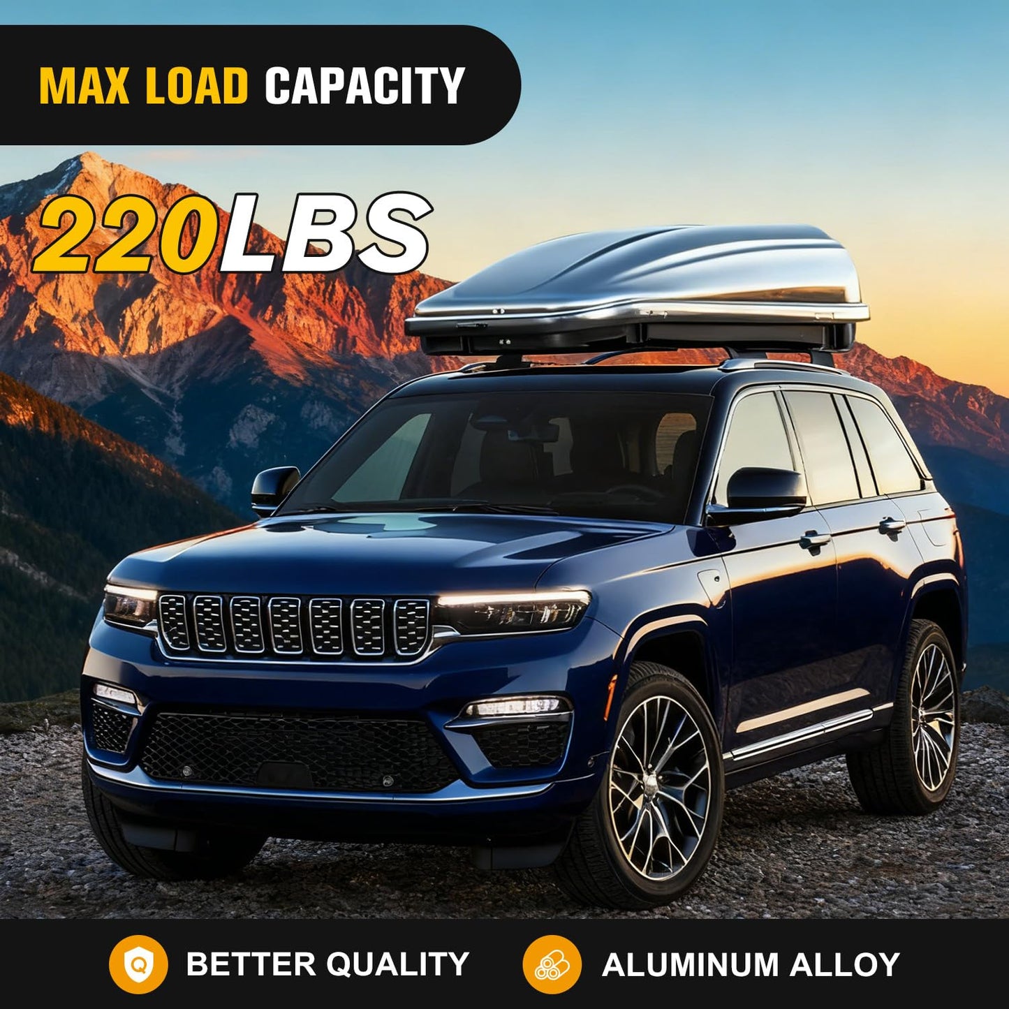 Nilight Roof Rack Cross Bars Fit for Jeep Grand Cherokee L 3-Row 2021-2026 & Grand Cherokee WL 2-Row 2022-2026 Aluminum Rails Crossbars with Adjustable Length for Rooftop Cargo Tent Carrier Kayak