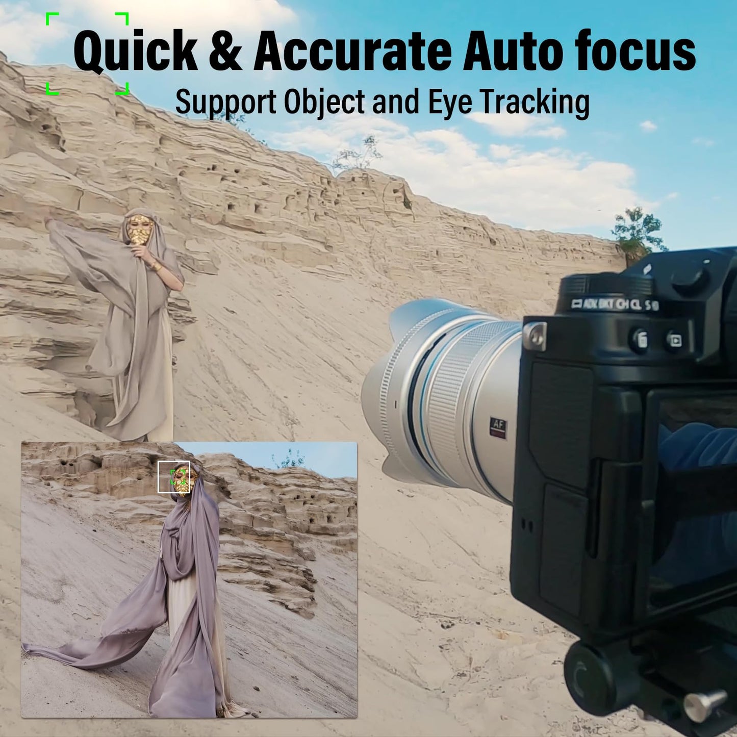 Sirui Sniper 75Mm Autofocus Lens, F1.2 Telephoto Aps-C Camera Lens For A5, A6, Fx30, Zv-E10 (E Mount, Silver)