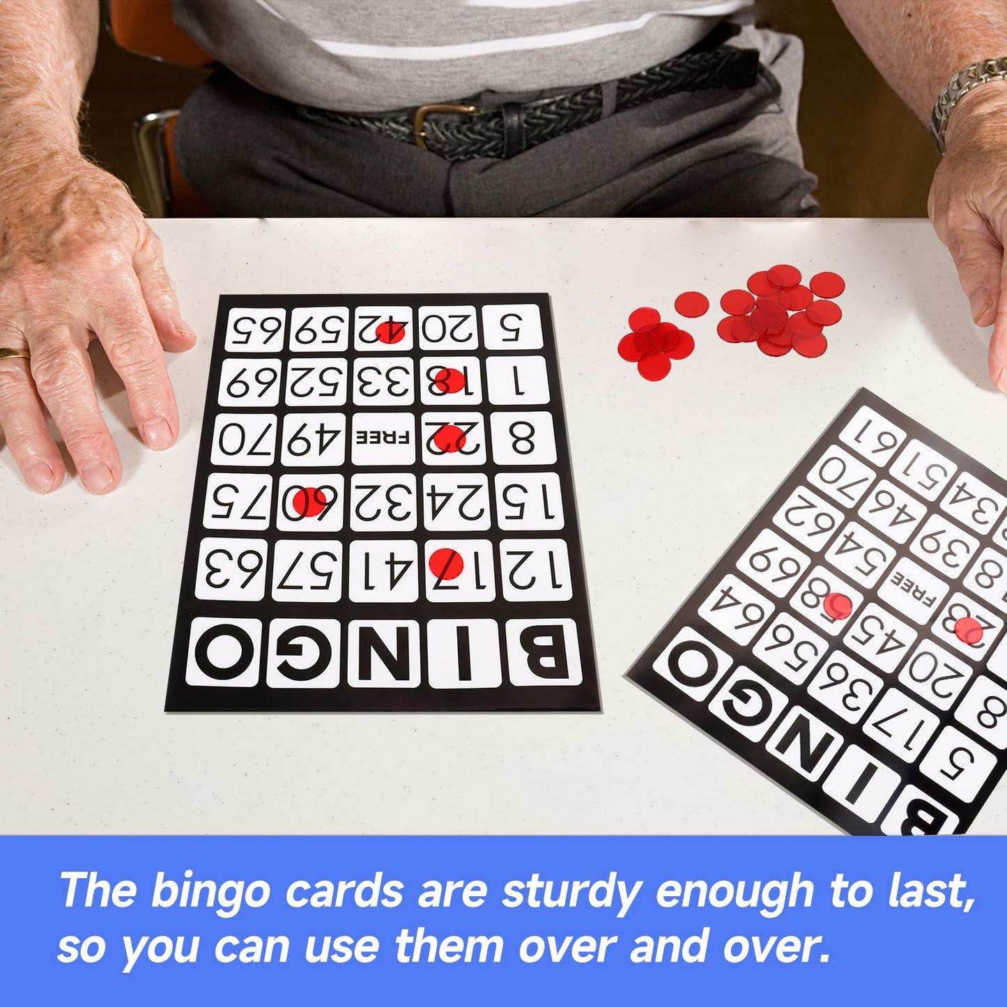 GSE Games & Sports Expert 100-Pack Jumbo Bingo Game Cards with Easy Read Numbers, Reusable Paper Bingo Sheets for Large Groups, Family/Friend Parties, Game Nights