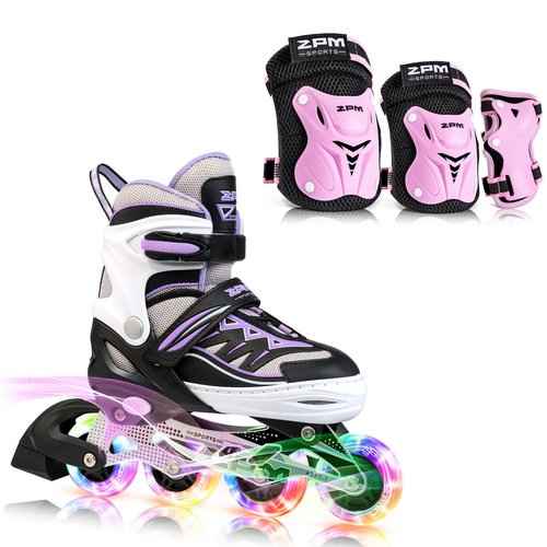 2PM SPORTS Purple S Inline Skates & Pink S Protective Gear Set