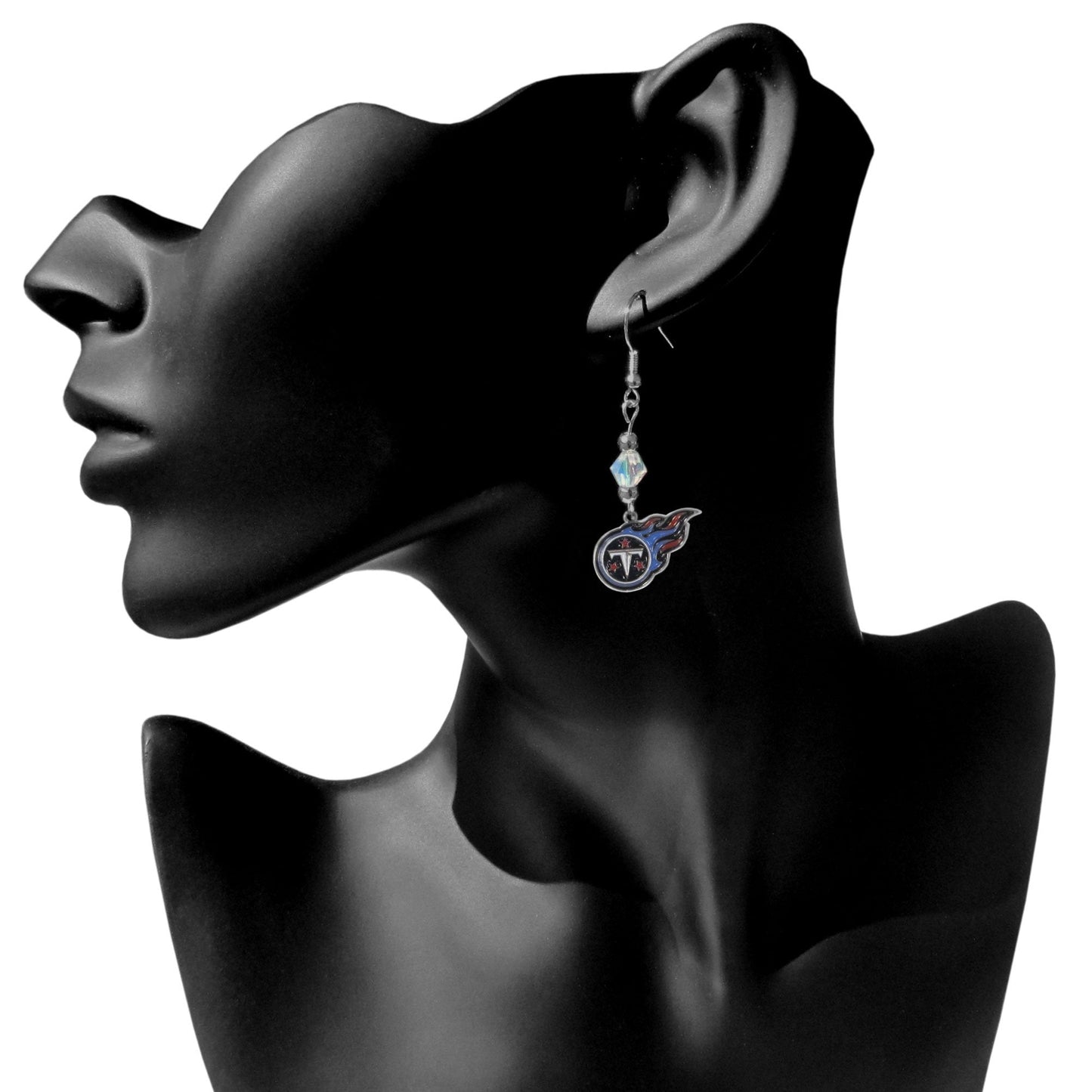 Siskiyou Sports NFL Womens Tennessee Titans Crystal Dangle Earrings One Size Team Color, white