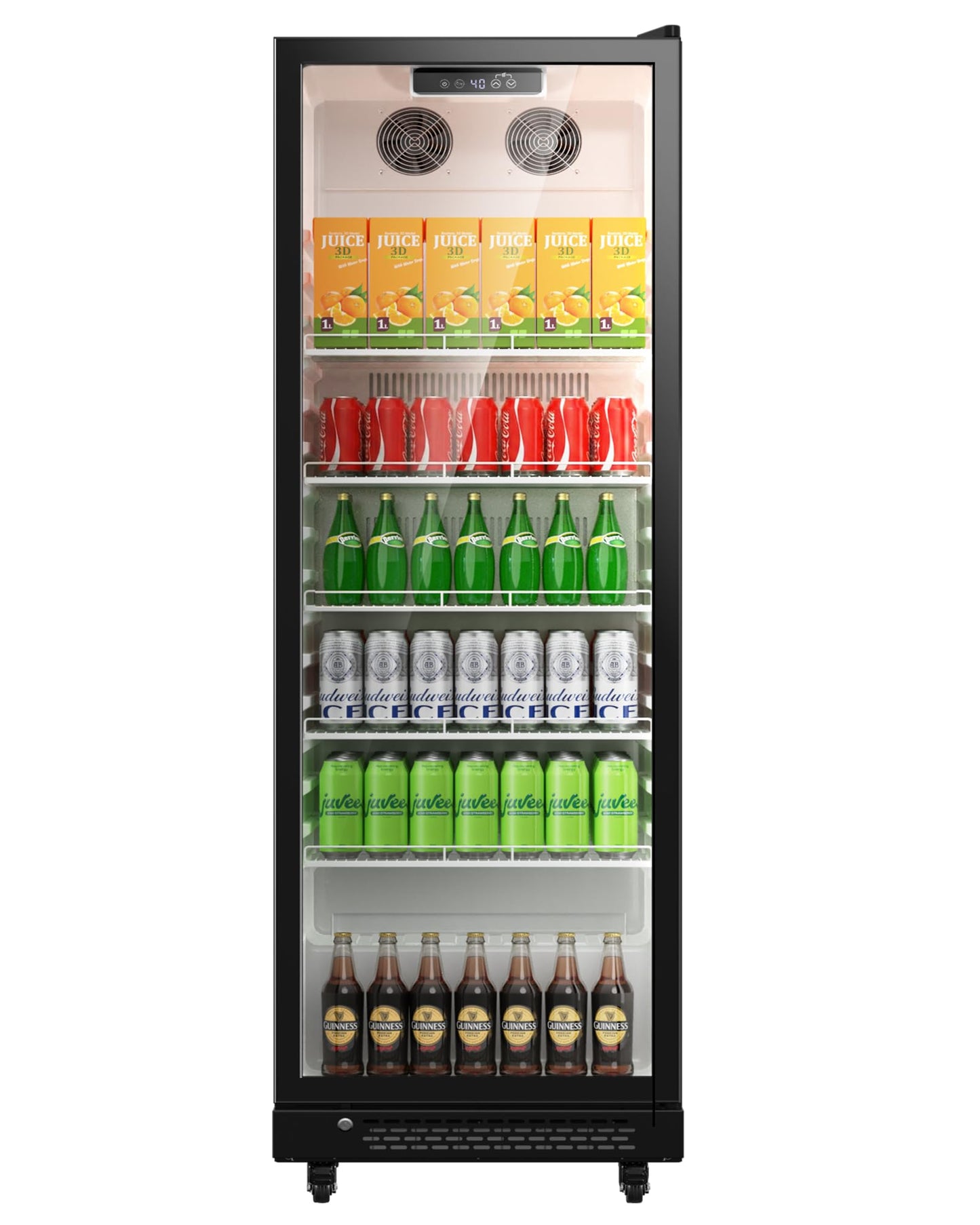 Upstreman Commercial Beverage Refrigerator, 12.1 Cu.Ft Glass Door Display Refrigerator with Soft LED Light and Adjustable Shelves, Merchandiser Cooler for Restaurant, Cafe, Bar, Office