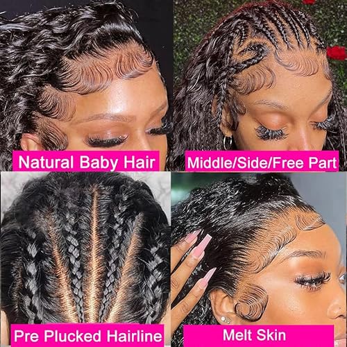 20 Inch 13x6 HD Transparent Lace Front Wigs Human Hair 200% Density Deep Wave Frontal Wigs Human Hair Curly Wigs for Women Human Hair Pre Plucked with Baby Hair Curly Lace Front Wig Glueless Wigs