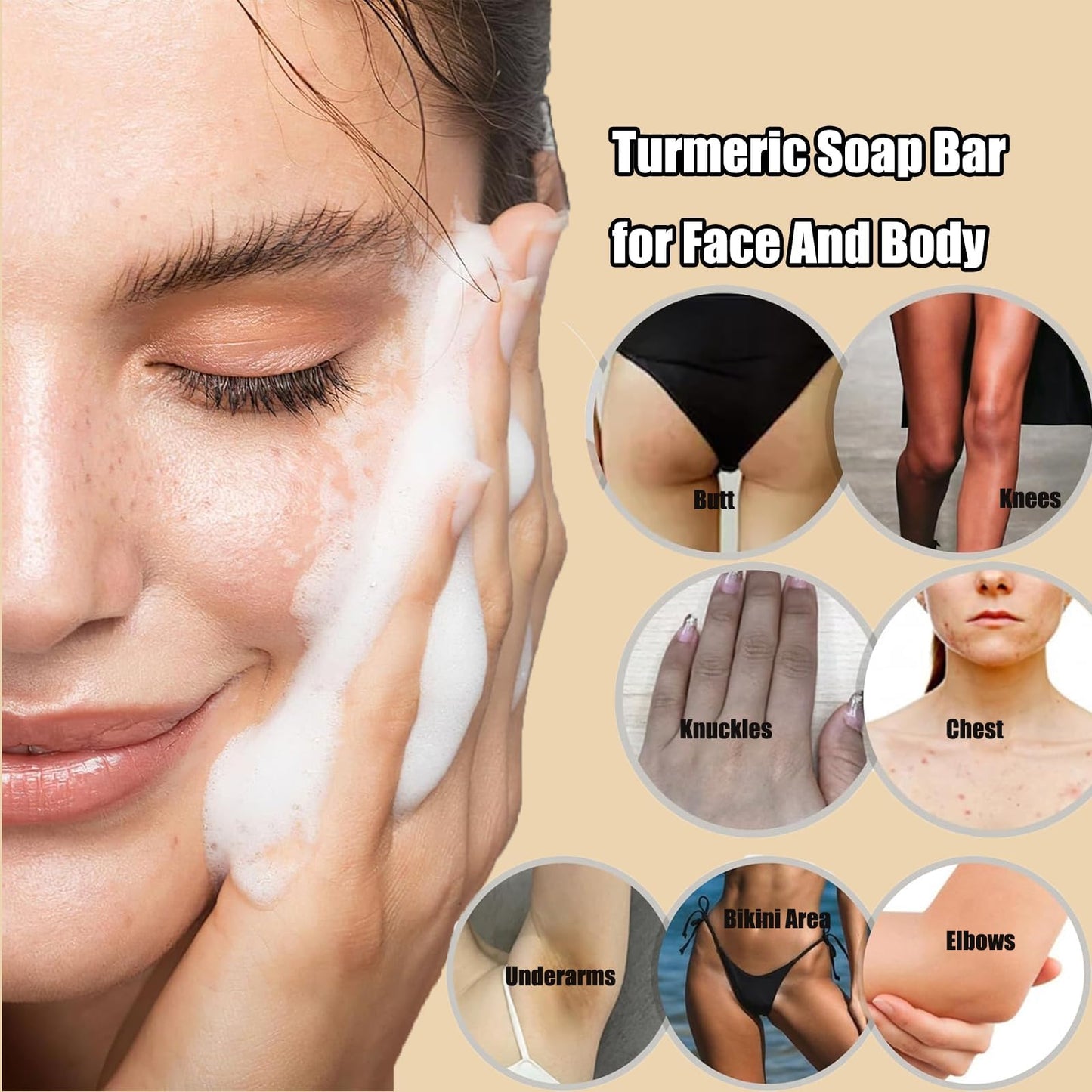 3PCS Lemon Turmeric Kojic Soap + 3 Bubble Nets | Organic Face & Body Bar | Cleansing & Exfoliating | All Skin Types