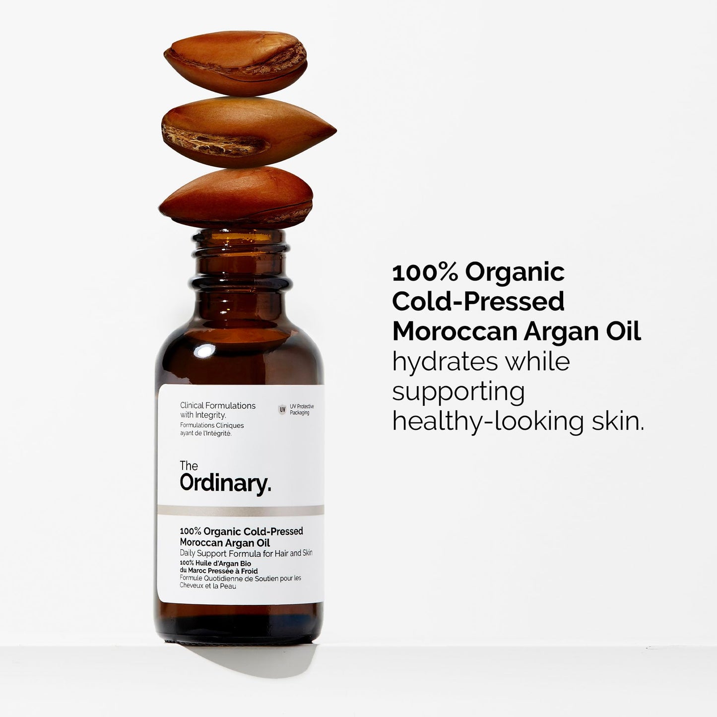 The Ordinary 100% Organic Cold-Pressed Moroccan Argan Oil, Nourishing and Hydrating Treatment for Skin & Hair, 1 Fl Oz