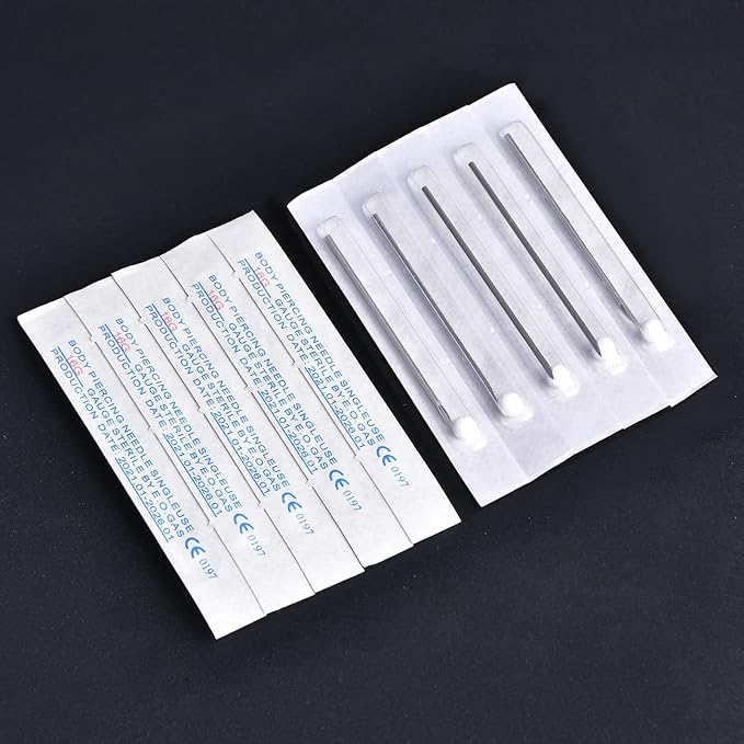 DJCIW Piercing Metal Clamps Forceps with 20Pcs Piercing Needles Surgical Stainless Steel Piercing Clamps for Belly Nipple Tragus Tongue Ear Piercing