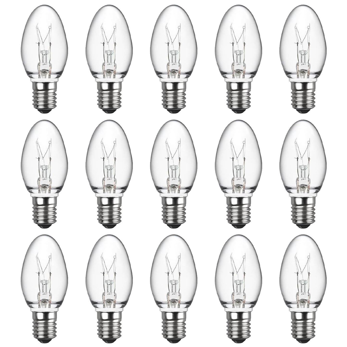 MEQIQTEK Salt Lamp Bulb - Scentsy Light Bulbs for Plug in Wax Warmer - 15 Watt Night Light Bulbs - E12 Bulbs for Household Salt Lamp - C7 Bulb Shape, 15packs