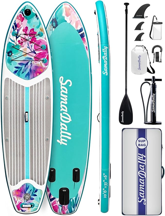 SamaDally 10.6' Inflatable Stand Up Paddle Boards, 32" Paddle Board of All Skill Levels with Complete Inflatble SUP Access...