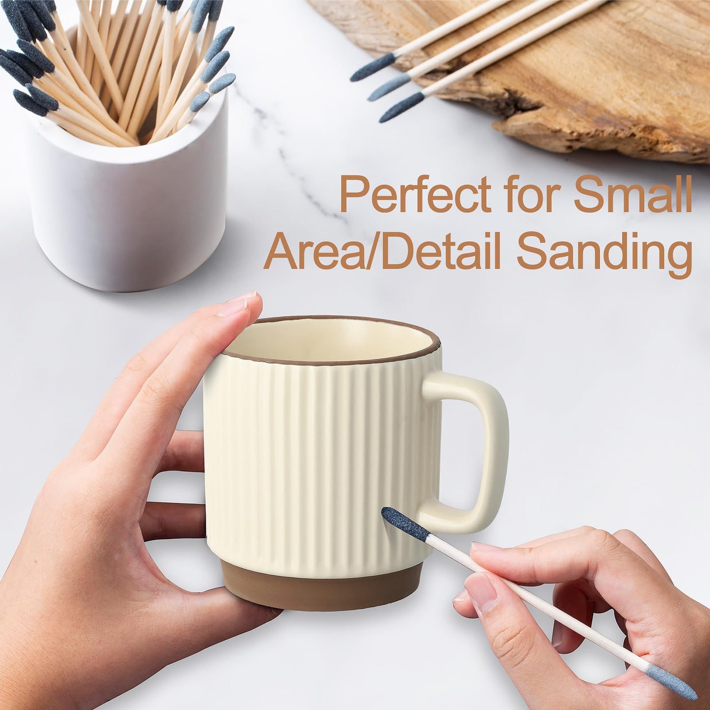 30 Pcs Sanding Sticks, Premium Double-Ended Matchstick Sanding Stick for Small Area/Hole Sanding, Fine Detail Polishing Sticks for Plastic Models/Wood/Metal, 120/280 Grit