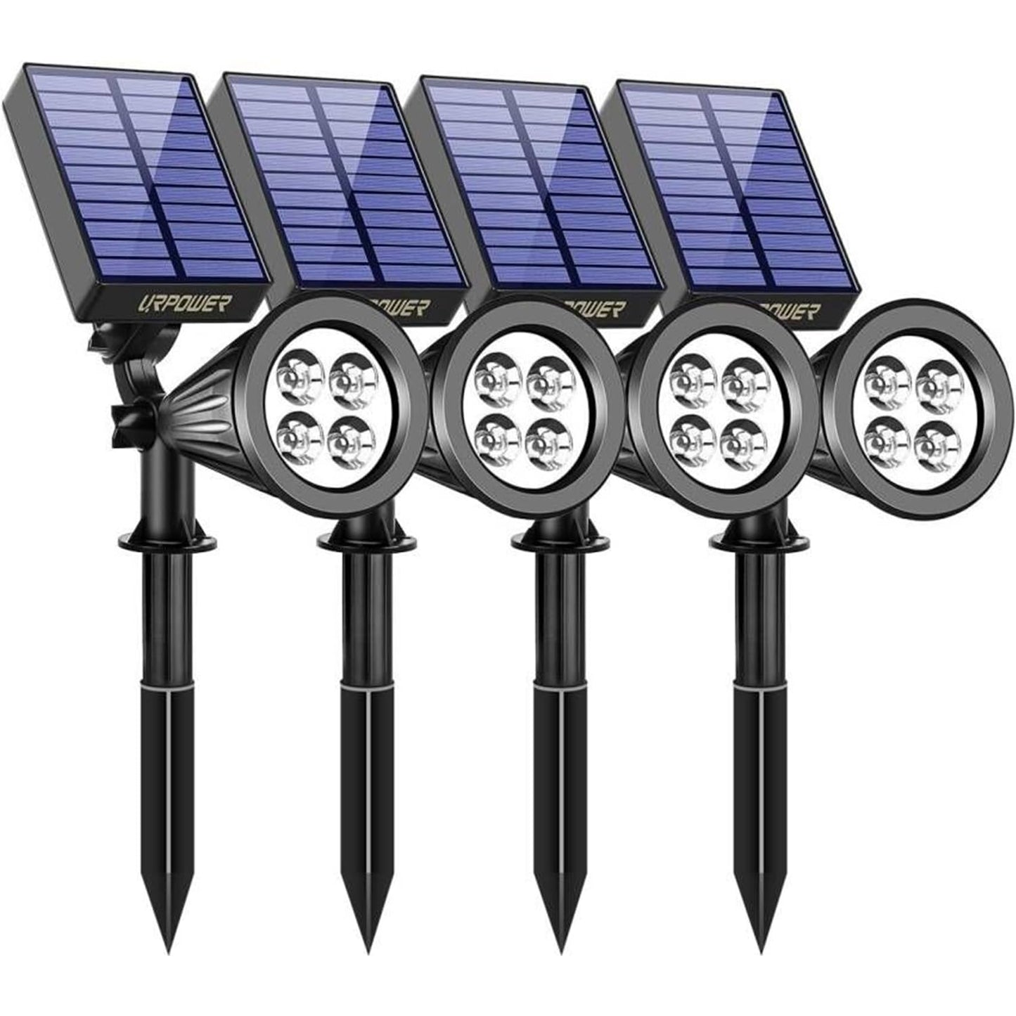 URPOWER Solar Lights Outdoor, 2-in-1 Waterproof Adjustable Solar Spotlights Outdoor Wall Light, Dusk-to-Dawn Solar Powered Landscape Lights for Backyard/Garden/Pathway/Pool/Porch (4Pack, Cool White)