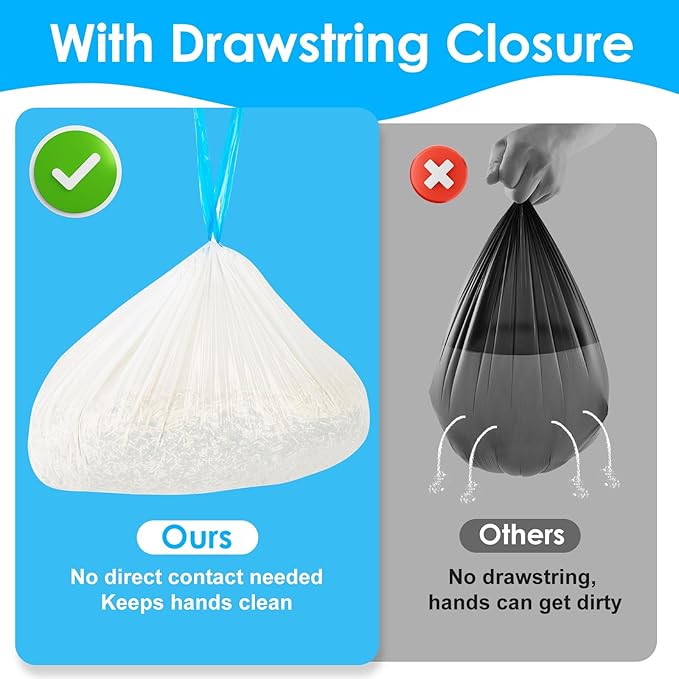 Cat Litter Bags 120 Count,19.68"x17.71" Drawstring Close Litter Box Liners for Automatic Litter Box,Thick Cat Poop Bags,Easy to Clean,Heavy Duty Robot Bag for Self-Cleaning Box