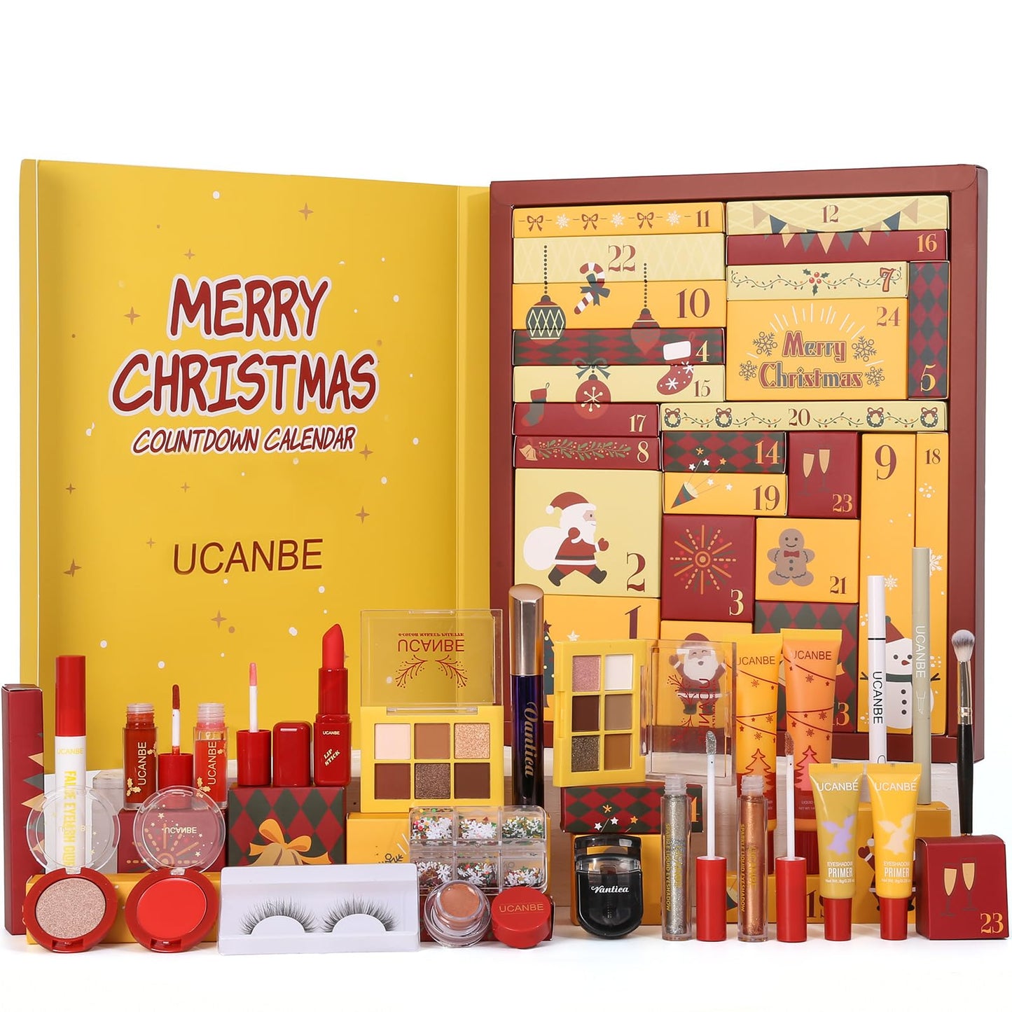 UCANBE Makeup Advent Calendar 2025, 24 Days Christams Makeup Sets For Women Gift, 2025 Xmas Countdown Calendar 24 Individually B