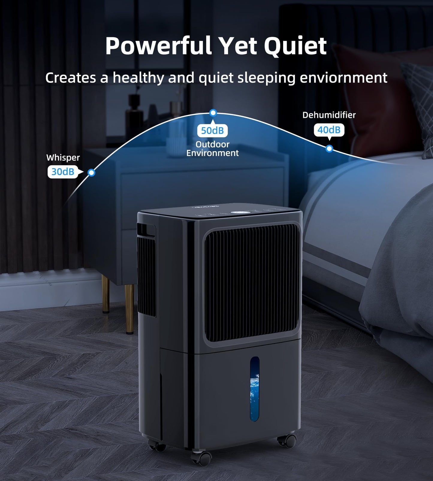 2500 Sq.Ft Dehumidifiers for Home with Drain Hose Max 34 Pints, VEAGASO Dehumidifier for Basement, Bathroom, Bedroom, Three Modes, Intelligent Humidity Control, Dry Clothes, 24HR Timer, BL