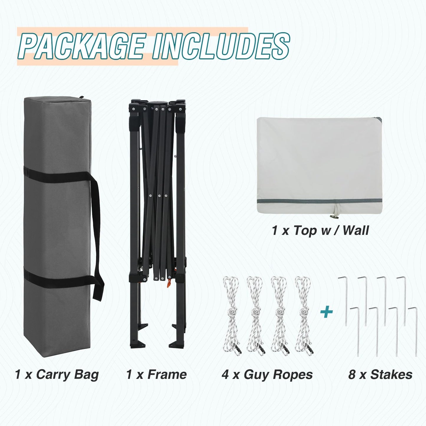 EAGLE PEAK Instant Pop Up Canopy with Adjustable Sun Wall 6x4, Straight Lightweight Compact Portable Tent with Carry Bag, Gray
