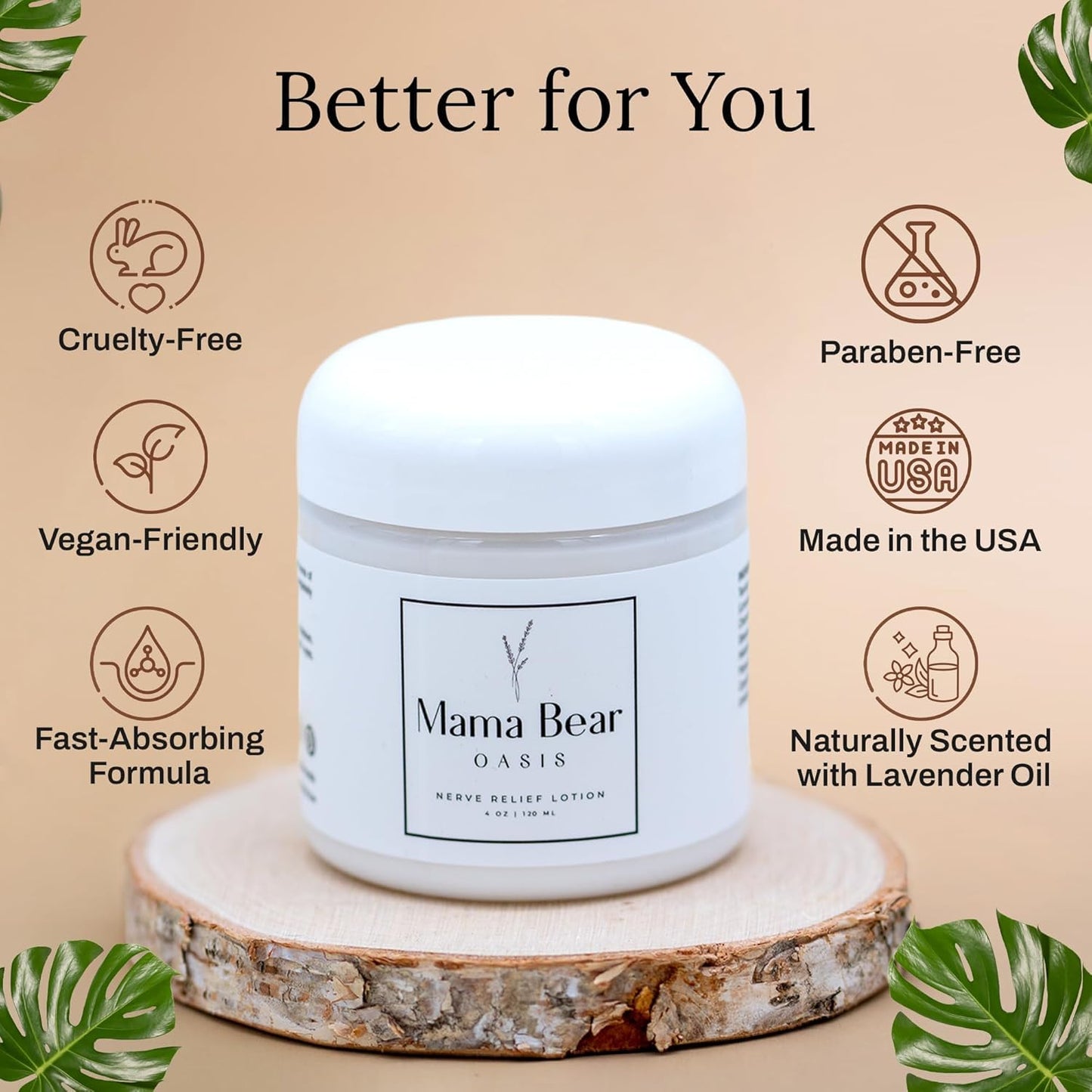 Mama Bear Oasis Lotion - Neuropathy Nerve Therapy & Relief Cream - Maximum Strength Relief Cream for Foot, Hands, Legs, Toes Includes Magnesium, Arnica, Vitamin B6, Aloe Vera, MSM (Pack of 2)