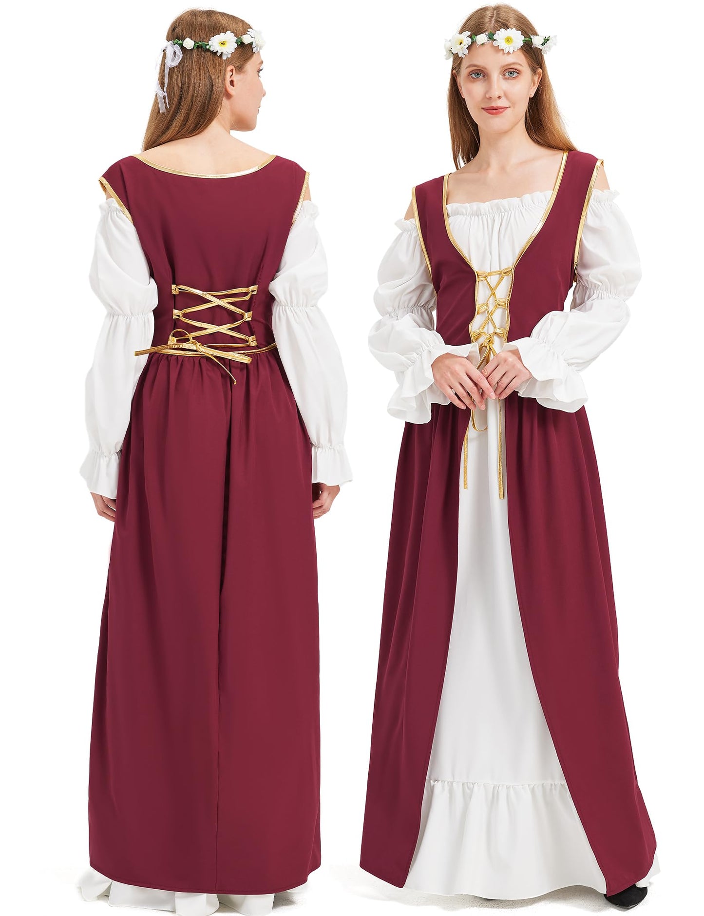 Opemon Halloween Medieval Dress for Women Renaissance Costume Fairy Victorian Costumes Gothic Corset Dress Cosplay Red