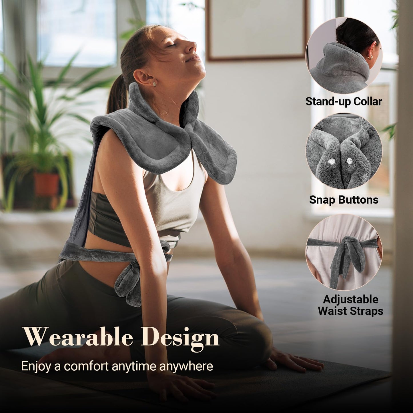 Comfier Heating Pad for Back Pain Relief, Fast Heating Pads for Back Neck and Shoulders, Electric Heated Wrap, 3 Heat Levels & 90-Mins Auto Shut Off, Birthday Gifts for Mom Dad Women Men
