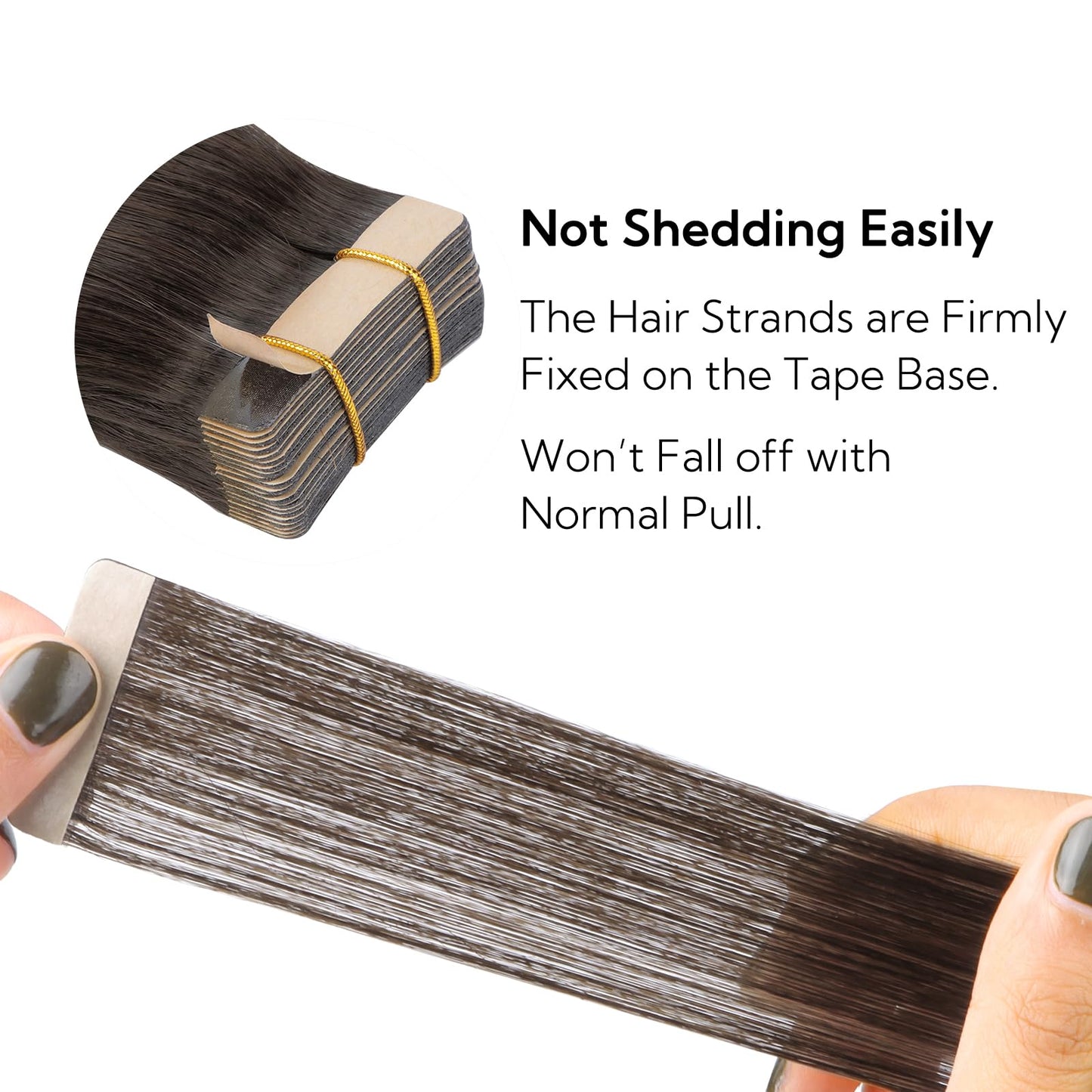 HOTBANANA Tape in Hair Extensions, 18 Inch 20pcs 50g Dark Brown Tape in Real Remy Human Hair Extensions Straight