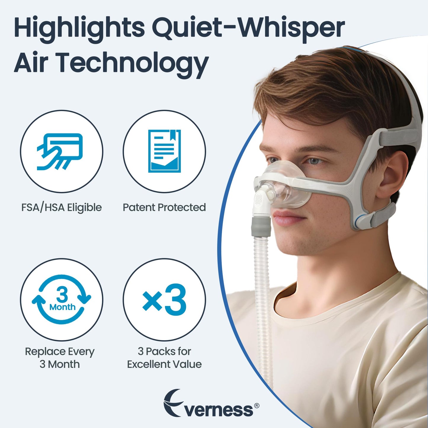 3 Packs Replacement Short Tube for Airfit N20 & Airtouch N20, Features Triple 360° Swivel & Quick-Release Technology for N20 CPAP Mask, Replacement CPAP Hose Tubing with Leak-Free Seal & Smart Quiet