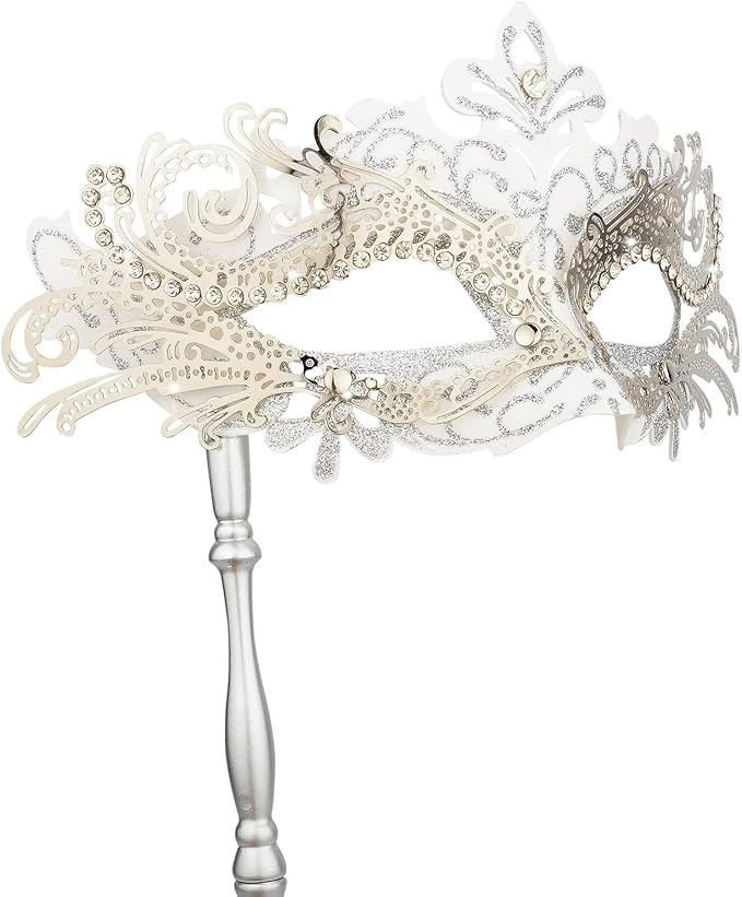 Hoshin Masquerade Mask with Stick, Mardi Gras Deecorations Venetian Masks for Womens