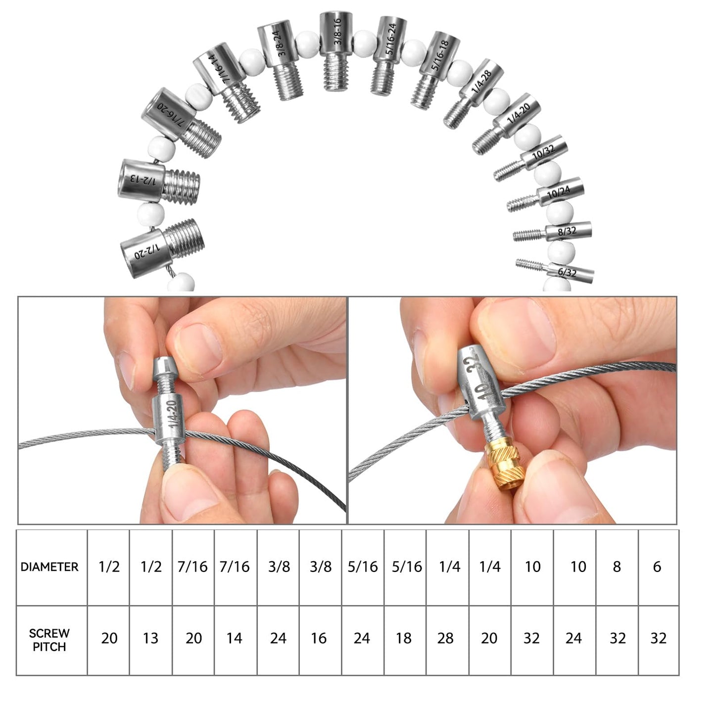 Nut and Bolt Thread Checker 28 Male/Female Thread Gauges (15 SAE/Inch & 13 Metric) Nut and Bolt Thread Size Checker Thread Identifier Gauges for Quickly Identify and Verify