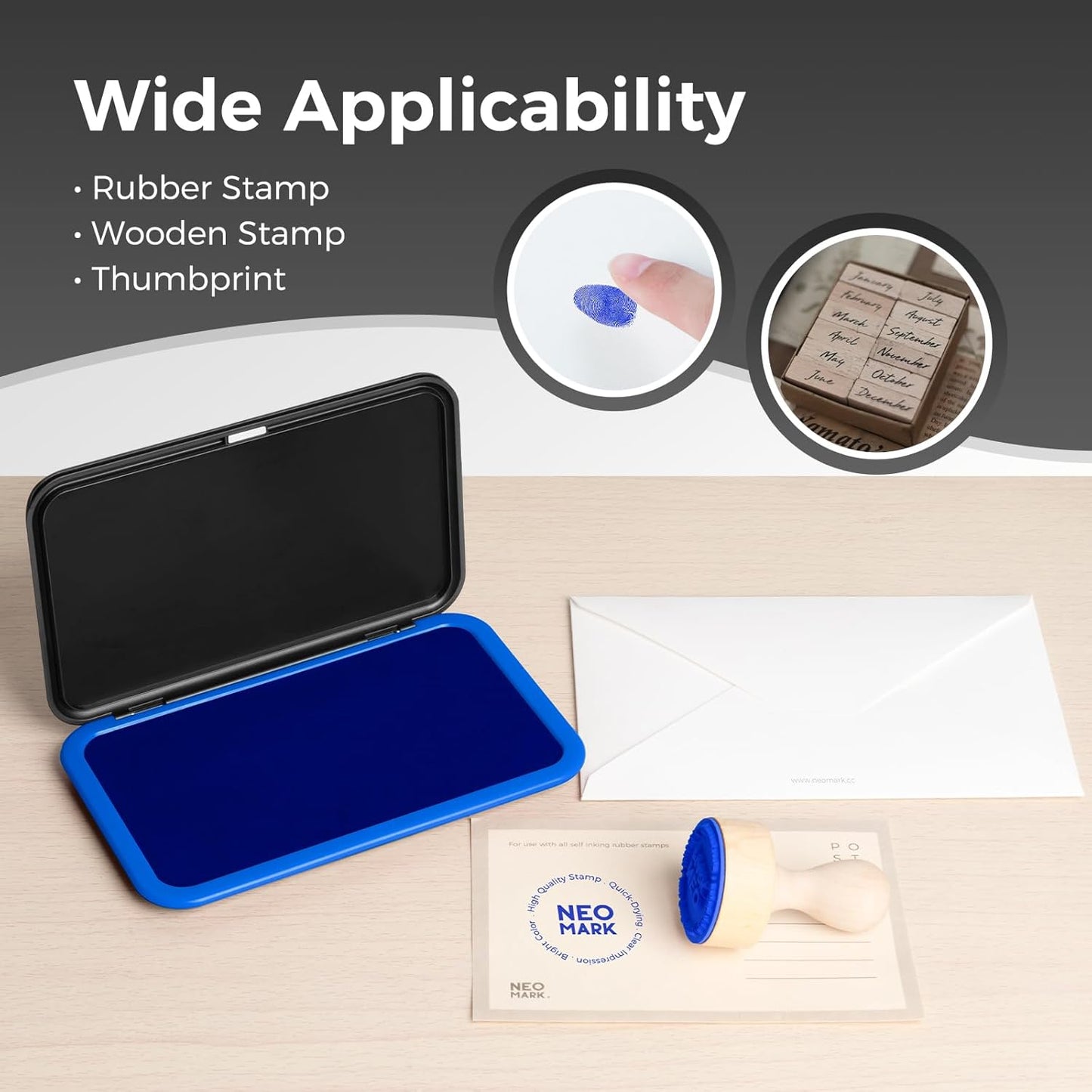 Large Stamp Pad - 3.50"x 6.25", Magnetic Lid, Premium Quality Felt Stamp Pad (Blue)