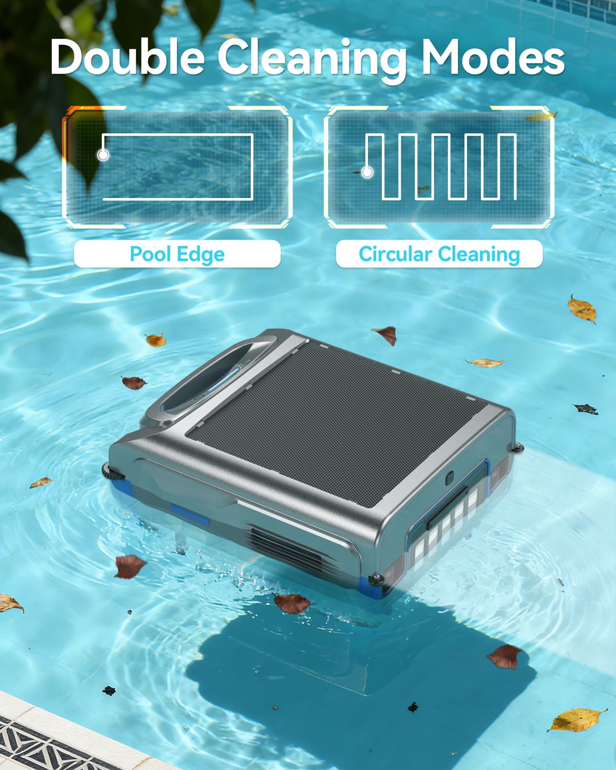 Poofata 2026 New V1T Solar Pool Skimmer, Robotic Pool Surface Skimmer Cleaner with App Control, 7L Large Basket 24/7 Cleaning Smart Obstacle Avoidance Dual Charging Options Ideal for Above Ground Pool
