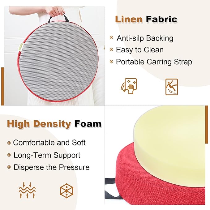 M Mute Touch 6 Pcs Flexible Floor Cushion for Classroom, Floor Cushions Easy to Clean and Carry,16''x16''x2'' Soft Cushion for Learning Sitting Daycare School Chair Yoga and Meditation (Linen)