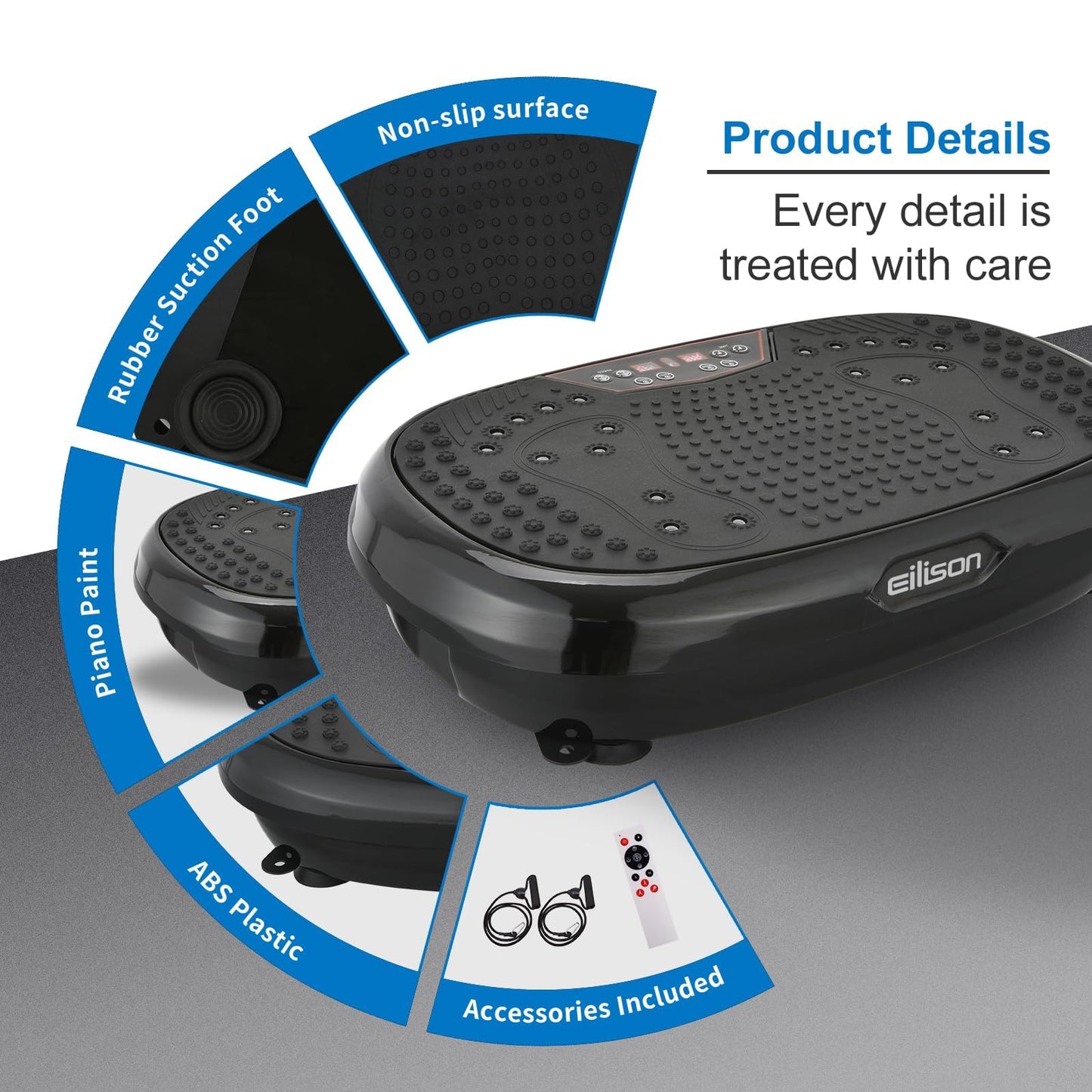 EILISON FitMaxx 3D XL Vibration Plate Exercise Machine - Whole Body Workout Vibration Platform w/Loop Bands - Lymphatic Drainage Machine for Weight Loss, Shaping, Recovery (Fitpro Black)