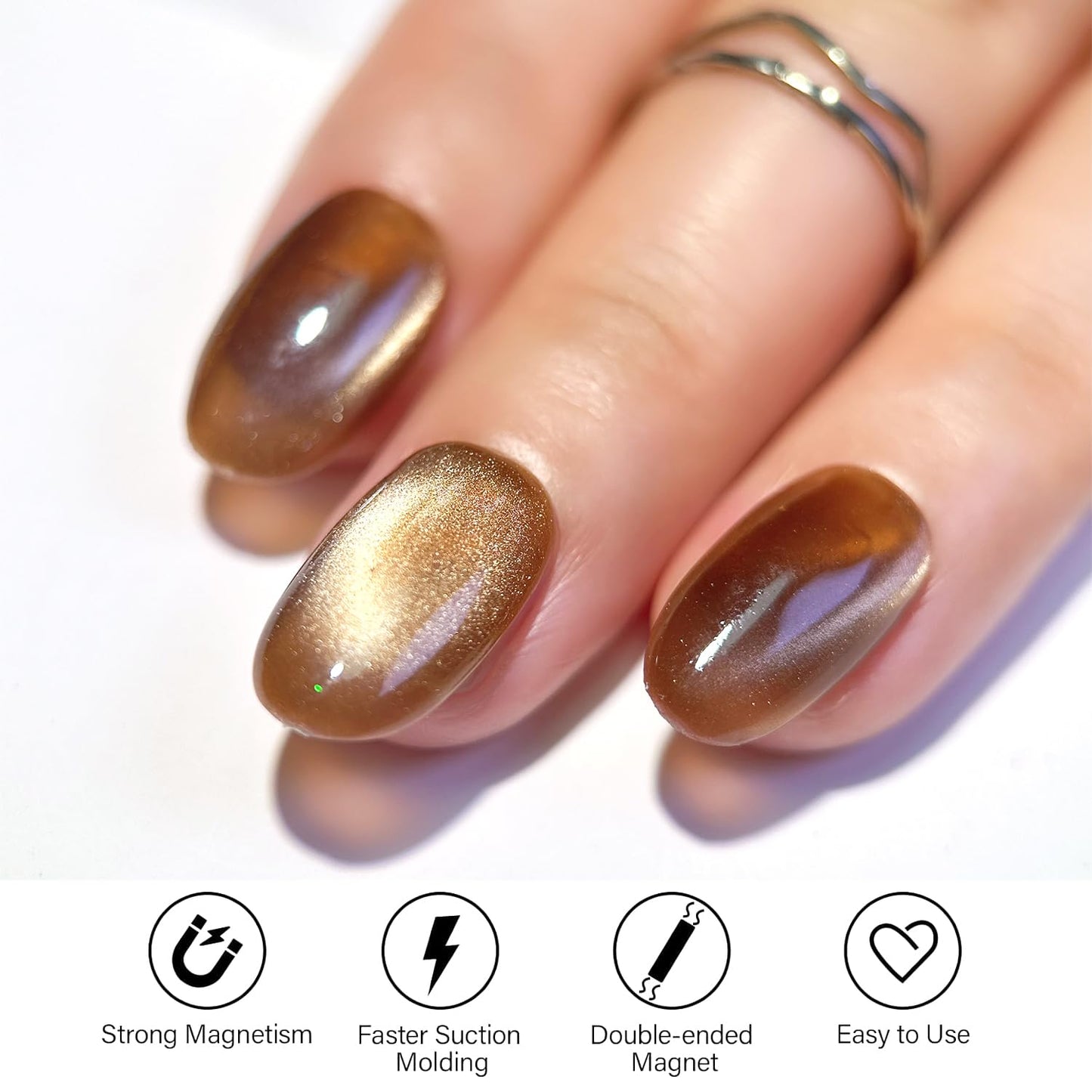 senvenski Jelly Glass Cat Eye Gel Nail Polish with Magnet 15ML Magnetic 3D Galaxy Holographic Glitter Translucent Sheer Color Ge