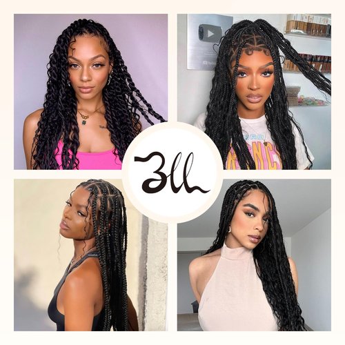 Pre-Divided Deep Wave Human Braiding Hair for Boho Braids Bulk Hair Pre-stretched Human Braiding Hair Deep Wave For Black Women (Natural Black, 22 Inch - 320 Roots/120g)