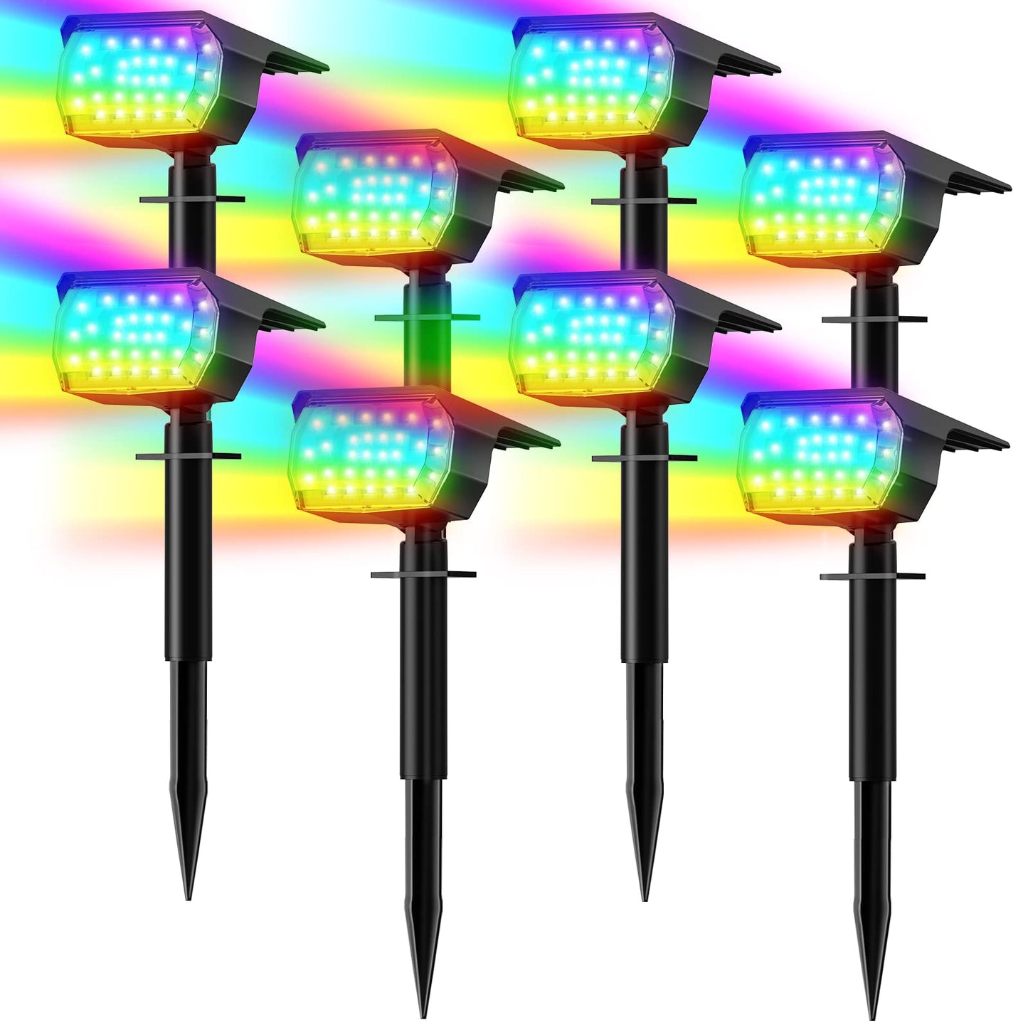LANSOW Solar Spot Lights Outdoor Color Changing, [7 Modes/8 Pack] Christmas Landscape Spotlights, Solar Lights Outdoor Waterproof, Solar Powered Flood Lights for Outside Yard Garden Pathway