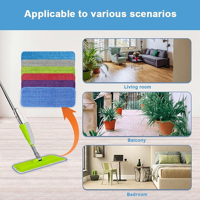 Generic Microfiber Cleaning Pads for Bona Mop- 6 Pack Safe for Hardwood and Hard-Surface Floors, Reusable Microfiber Mop Pads for 18 Inch Mop, Super-Absorbent