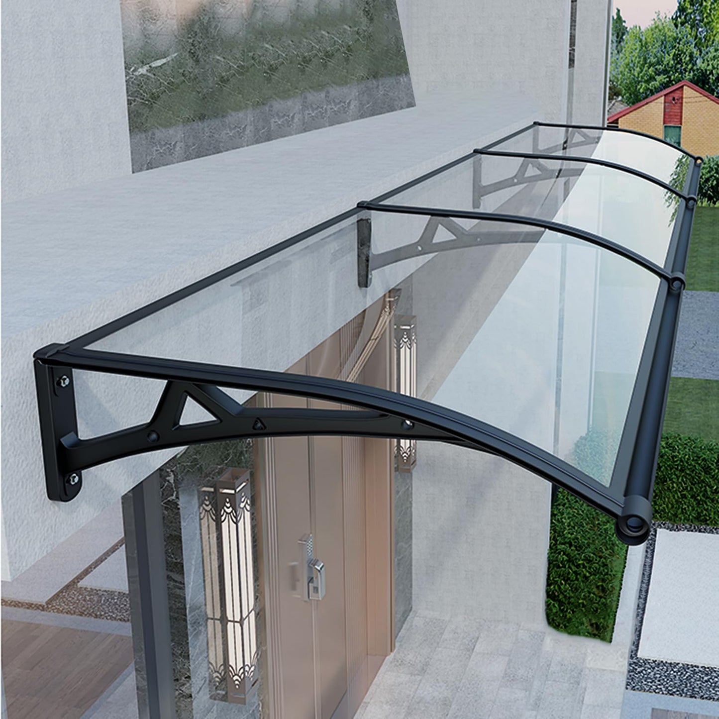 Exterior Window and Door Awnings - Adjustable Rain Snow Shelter Cover for Patio, Porch - Outdoor Canopy Protection