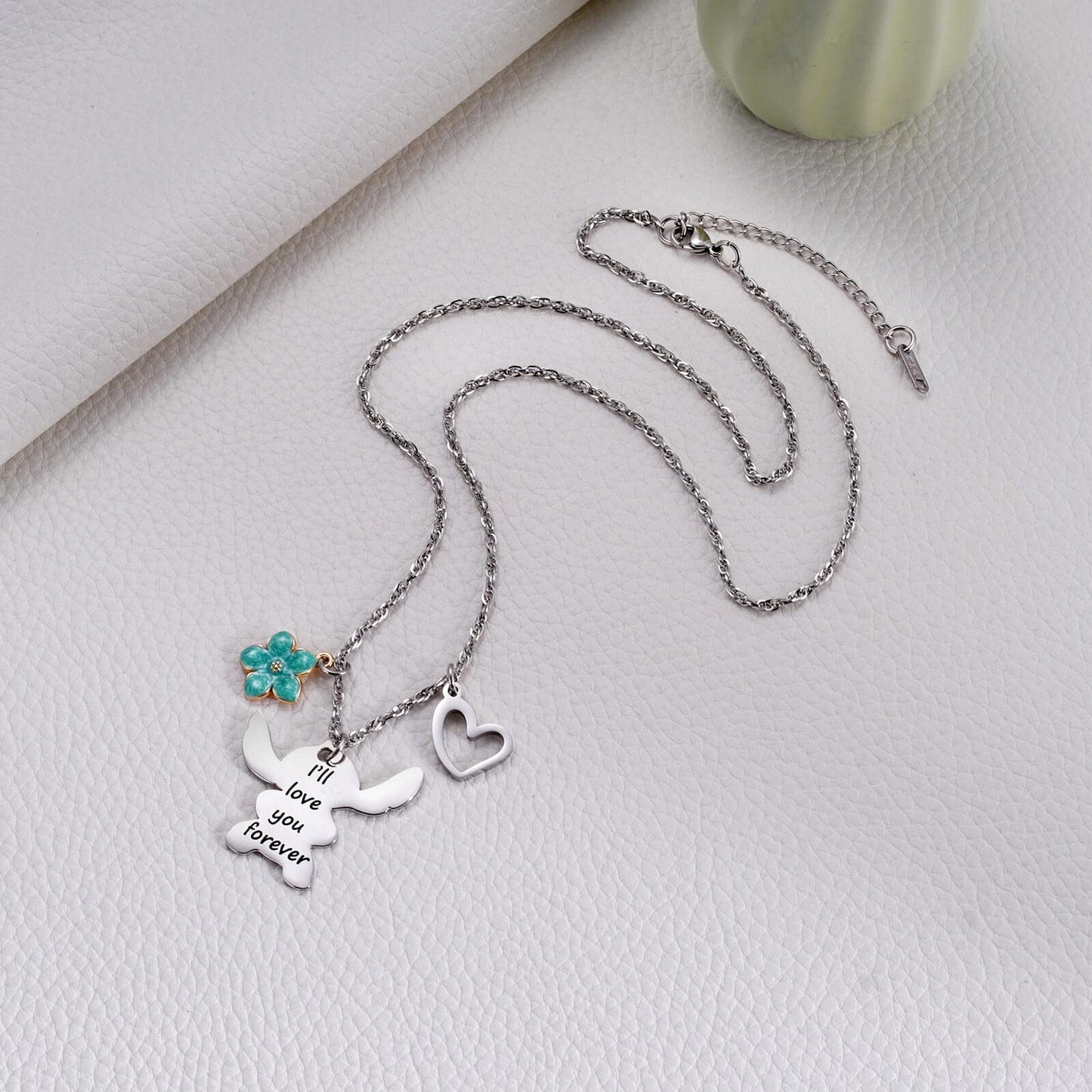 MIXJOY I Love You Forever Hibiscus Charm Necklace for Women Fans Birthday Christmas Jewelry for Granddaughter Daughter Niece