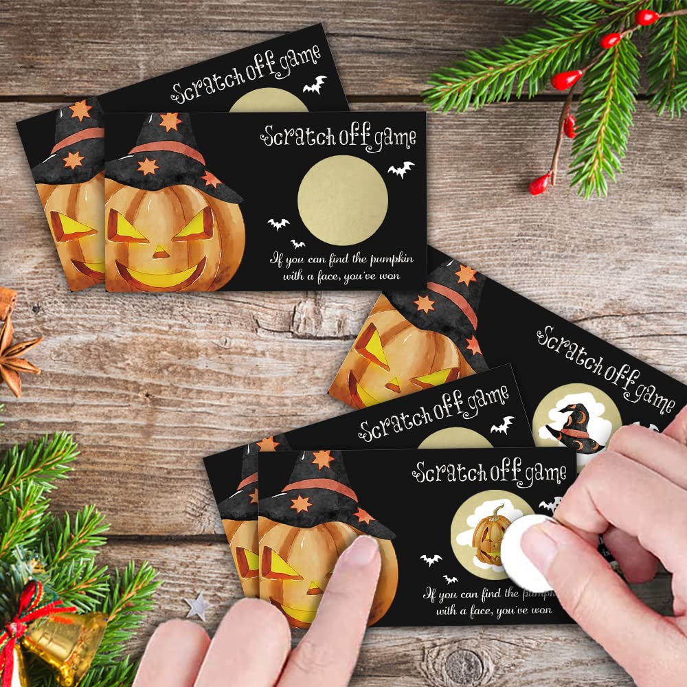 REWIDPARTY Pumpkin Party Game Scratch Off Cards（32 PCS） Funny Halloween Activity for Groups Kids Adults Pumpkin Baby Shower Games Vouchers Festive Raffle Tickets Halloween Holiday Games Supplies