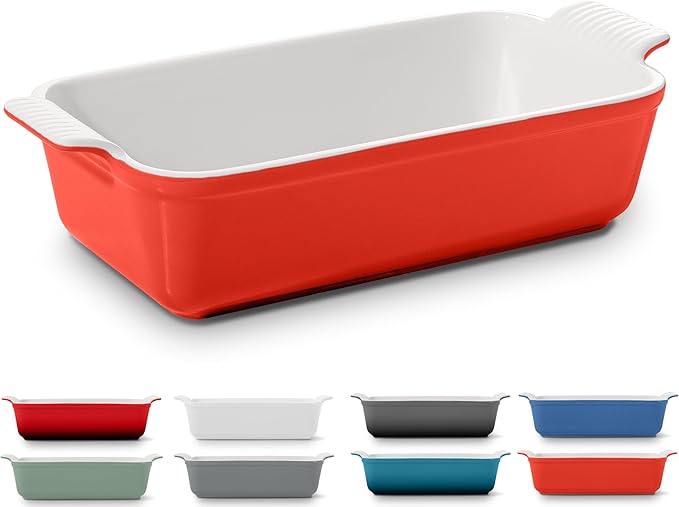 Signature Stoneware Loaf Pan | Non-Stick for Perfect Baking and Bread Making | 1lb Loaf Pan [Passion Red]