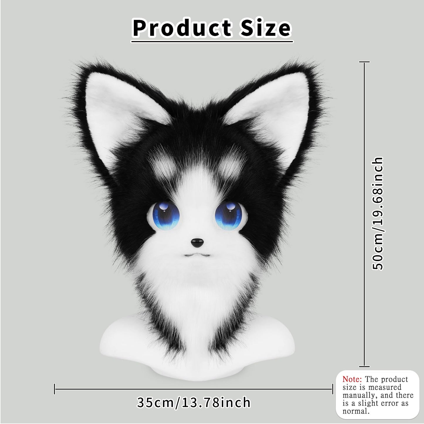 HAOAN Animal Furry Fursuit Head Mask Plush Cat Fox Mask Costume Props for Halloween Cosplay Party