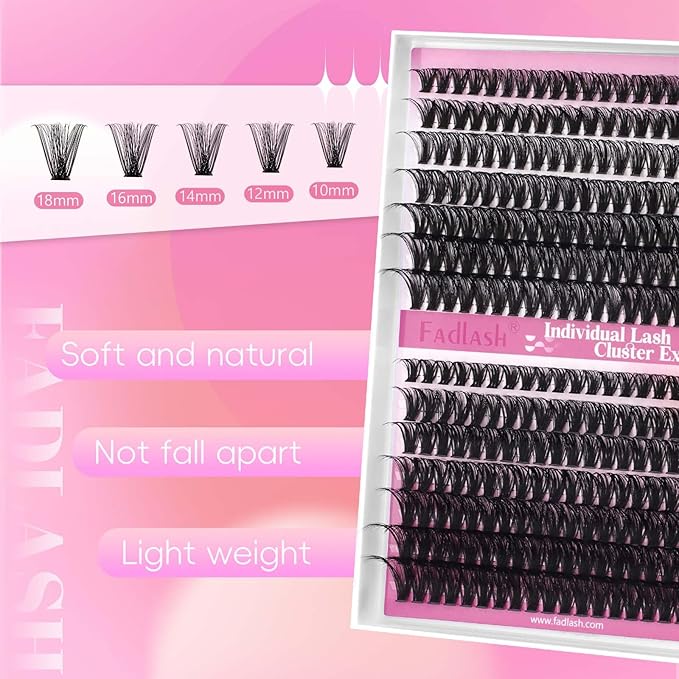 Lash Clusters Fluffy 50D+60D 10-18mm Mixed Tray Thick Eyelash Clusters D Curl Individual Lashes 280pcs Eyelash Extension Clusters Wispy Soft DIY Lash Extensions (50D+60D-0.07-D,10-18mm)