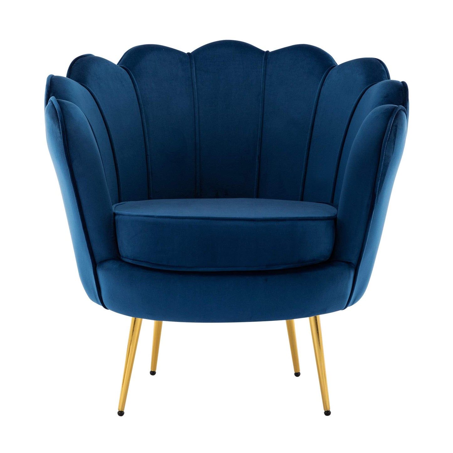 DAGONHIL Mid Century Modern Upholstered Accent Chair,Retro Leisure Velvet Single Sofa with Golden Metal Legs for Living Room/Bedroom(Navy Blue)