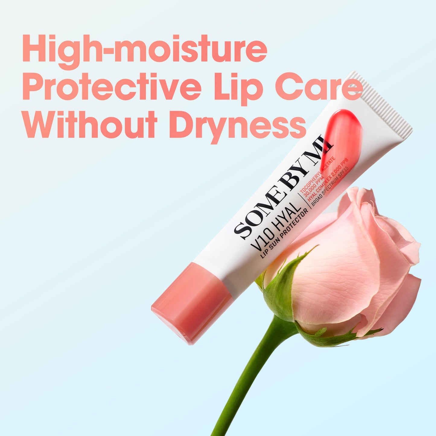 SOME BY MI V10 Hyal Lip Sun Protector Rosy - Pack of 2, 0.46oz - Korean Tinted Glow SPF 15 Sunscreen Lip Balm for Dry & Sensitiv