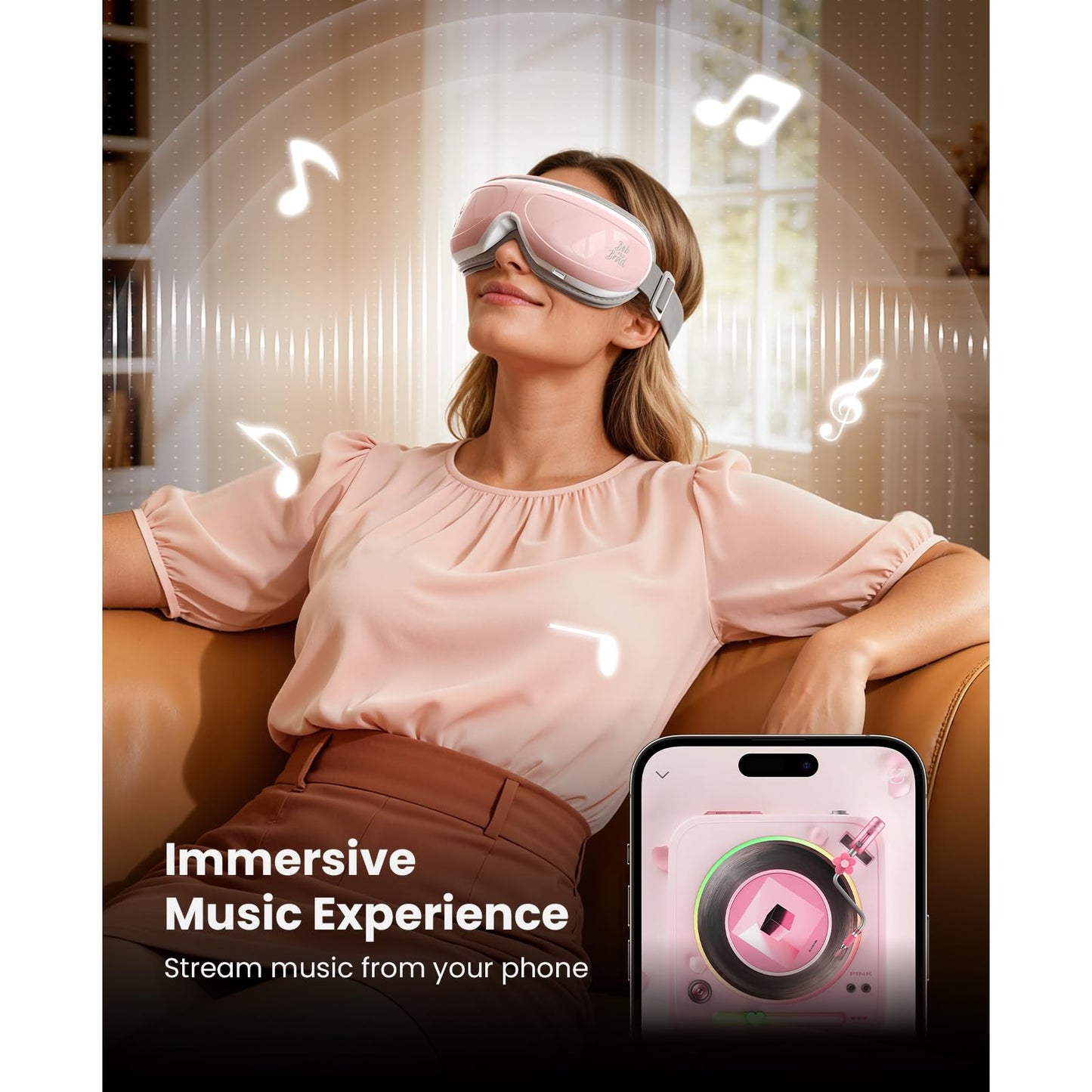 BOB AND BRAD Eye Massager FSA Eligible/HSA Eligible, EyeOasis 2 Temple Massager with Heat, Smart Eye Mask for Migraine with BT Music, Personal Eye Care Device for Headache, Dry Eye Relief