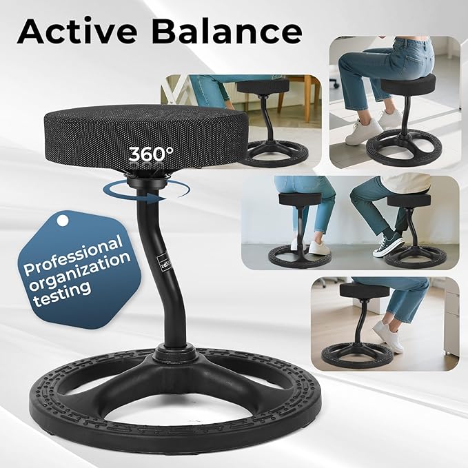 Upaloop ADHD Chair for Kids, Yoga Chairs for Adults, Wobble Stool Active Flexible Seating Desk Chair with Non-Slip Base and Washable Seat Cover for Stability, Balance, Yoga, Office, School, Classroom