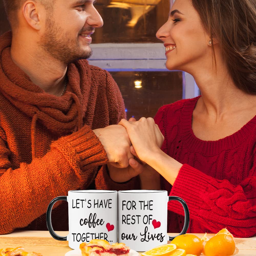 Fatbaby Wedding Gift for Couple, Engagement Gifts for Couples, Bridal Shower Gifts for Bride and Groom, Lets Have Coffee Together For The Rest Of Our Lives Mr and Mrs Couple Mug Set 11oz