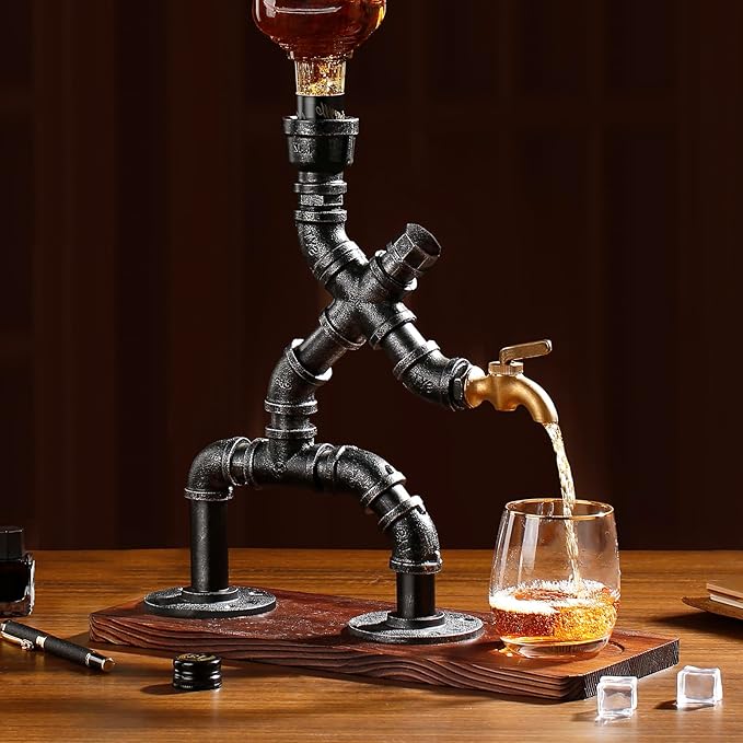 Vida Brillante Whiskey Alcohol Gifts Drink Dispenser of Man Cave Decor, Steampunk Liquor Dispenser Bar Accessories for Hom...